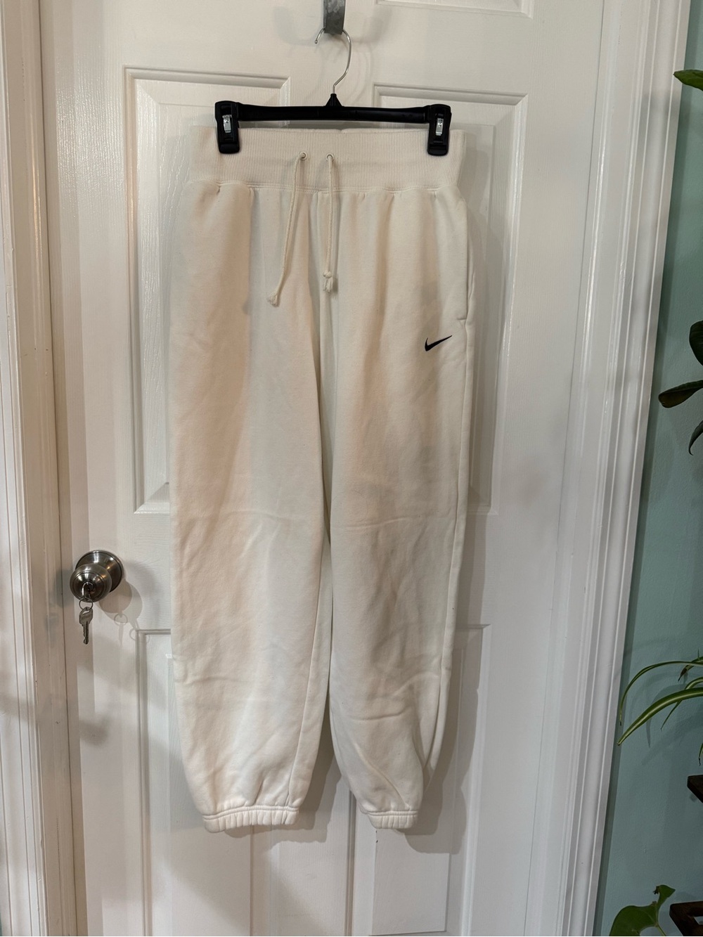 Nike Kids Off-White Sweat Joggers with Black Swoosh